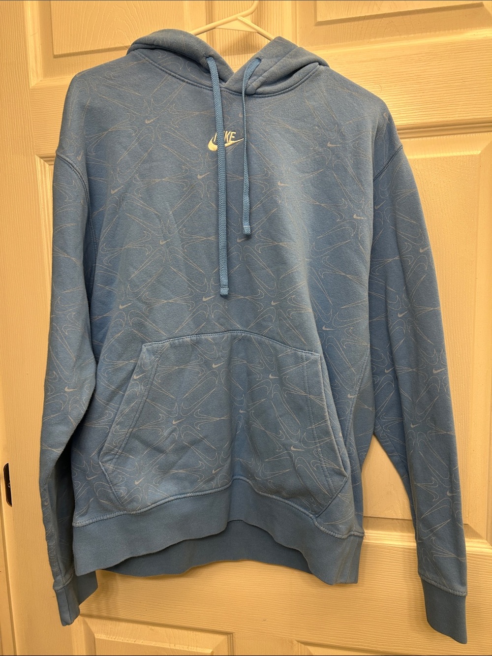 Nike Light Blue All-Over Logo Pullover Hoodie